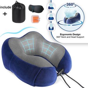 Travesseiro de massagem para pescoço em forma de U Travesseiro de pescoço de espuma viscoelástica Travesseiro de viagem macio Travesseiro de viagem espacial de massagem Travesseiro de viagem sólida para pescoço Cervical Roupa de cama 230701