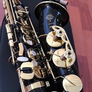 Classic 803 Alto Saxophone EB Tone Brass Nickel Plated Black Body Gold Key Jazz Instrument med tillbehör