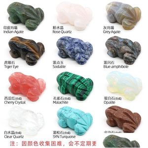 Stone Rose Quartz Carving Frog Shape Crystal Healing Decoration Animal Ornament Yoga Crafts 35x48x19mm Drop Leverans smycken DHCUM