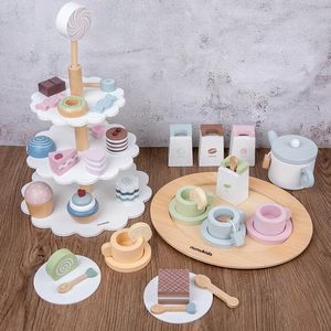 Bebek Ahşap Setleri Oyna Pretend Simülasyon Kek Dondurma Seti Oyunu Ahşap Oyuncaklar Erken Eğitici Oyuncaklar Mutfak Rol Çocuklar Bulmaca Hediyeler
