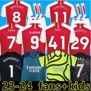 XXXL 4XLライスファンバージョンサッカージャージーホワイトアウトサリバガンナーズ23 24 Martinelli G. Jesus 2023 Smith Rowe Jersey Saka All Football Shirt Odegaard Kit Kid Equipment 88