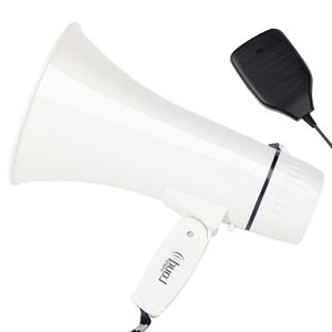 Högtalare 35 Watt Power Portable Megaphone Högtalare PA Bullhorn med handhållen mikrofon Inbyggd Siren 240 -talsinspelning (White)