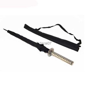 Best selling brand umbrella black samurai 8 bone samurai sword umbrella rain and rain long handle semiautomatic umbrella L230620