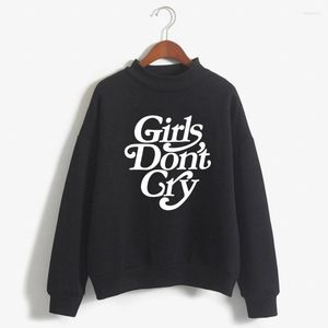 Kobiety z kapturem Dziewczyny nie płaczą drukują bluzy Słodka koreańska ko-drock dzianin pullover jesienne zimowe cukierki kolor luźne ubrania kobiety