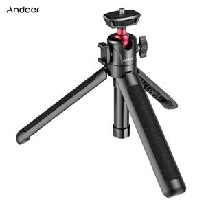 Monopods andoer MT16 Uzatılabilir selfie çubuk tripod 4 bölüm 44cm top kafa soğuk ayakkabı 1/4 Vida Telefon Kamerası Mikrofon LED Işık