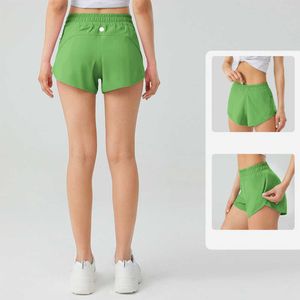 Ll Pantaloncini sportivi da yoga per donna Abiti Zipper Mix 14 colori Abbigliamento sportivo Esercizio traspirante Abbigliamento fitness Pantaloni corti Ragazze con Lu88240x