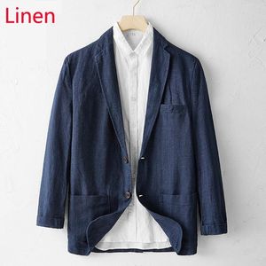 Erkek Takım Elbise Blazers Varış Moda Yüksek Kaliteli İlkbahar Ve Yaz Ince Keten Takım Elbise Ceket Erkekler Rahat Pamuklu Tek Göğüslü Boyut SMLXL2XL 230630