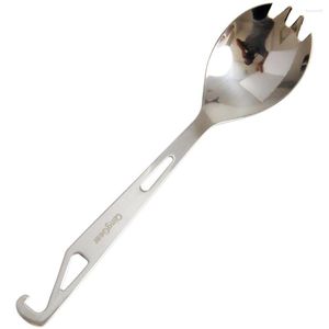 Set di stoviglie QingGear Stoviglie in titanio lucidato Spork Cucchiaio Utensile Posate portatili Posate leggere con apribottiglie