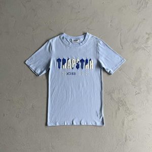 Neues Trapstar Kurzarm-T-Shirt-Shorts-Set in Babyblau, Baumwolle, atmungsaktiv, trendige europäische und amerikanische Nischenmarke