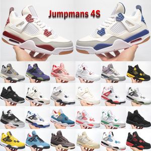 Jumpmans 4 4s Männer Frauen Basketballschuhe Klassisches Leder Designer Red Cement Black Canvas Canyon Purple Messy Room University Blue Outdoor-Turnschuhe Größe 36-47