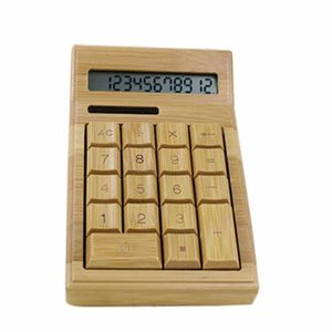 Calculators Functional Desktop Calculator Solar Power Bamboo Calculators with 12digit Large Display Home Office PUO88