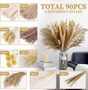 말린 꽃 천연 잔디 90pcs 배열 홈 웨딩 장식을위한 토끼 꼬리 크리스마스 장식