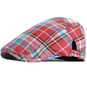 Ht3688 beret cap wiosenne letnie czapki dla mężczyzn Kobiety vintage w kratę malarz malarz beret hat regulowane bluszcz bivy newsboy Flat Cap Beret