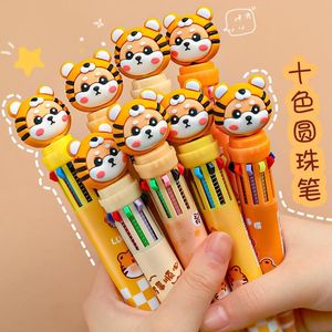 ペン32 PCS/ロットKAWAII TIGER CARTOONシリコーン10色分厚ボールポイントペンスクールオフィスサプライギフトステーショナリーパピラリアエスカル