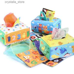 Baby Tissue Box Toy Montessori Sensory Tygleksaker Baby Education Learning Aktivitet Fingerövning för småbarn 0-18 månader L230518