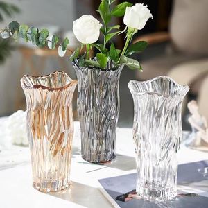 Vase Light Luxury High End Glass Vase Vase Hydroponic Plantリビングルームテーブル装飾装飾装飾ホームデコレーション230701