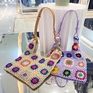 Borse a tracolla Bohemian Paisley Crochet Women Knitting Large Tote Casual Lady Borse Shopper Borse Summer Beach 230426