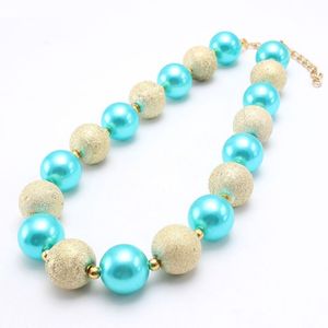 Sweet Lake Blue Pearl Girls Pearl Beads Halsband Barn Children Chunky Bubblegum Halsband Handgjorda festsmycken