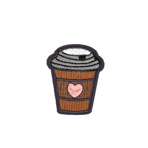10 pçs diy em forma de coração remendos de xícara de café tecidos vestuário roupas infantis ferro em transferência aplique remendo para costurar remendo bordado ac277t