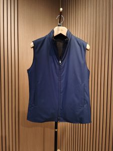 Mens Vests Solid Color Zipper Double-sided Vest Loro Piana Casual Collar Coat