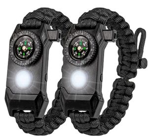 Utomhus LED -ljus överlevnadsparacord armband multifunktionellt justerbart armband