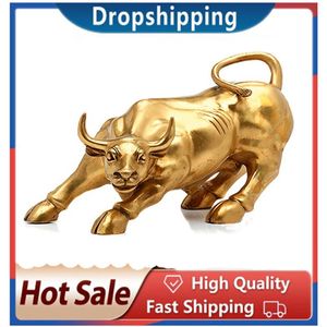 Films 100% Brass Bull Wall Street Cattle Sculpture Copper Cow Statue Mascot Exquisite Crafts Ornament Office Decoration Business Gift