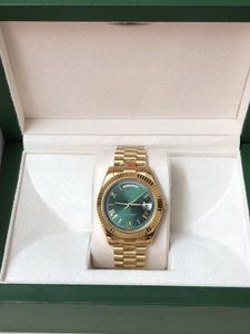 With original box luxury Mens Watches High Quality 41mm Gold Automatic Mechanical 2813 904L Stainless Steel Men WristWatches waterproof Green Dail 2023