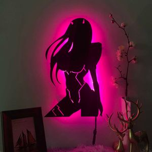 Lamps Anime Silhouette Light Zero Two Darling In The Franxx for Home Plaques Birthday Gift Decor zero two Wall Lamp MangaHKD230701