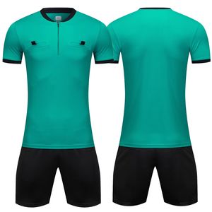 Men's Tracksuits Soccer Referee Uniform Men Turn down Collar Football Clothes Short Sleeve Judge Shirt Three Pockets Shorts 230630