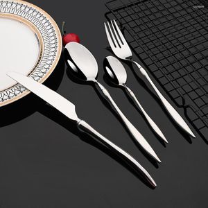 Dinnerware Sets Silver Shiny Western Portable Cutlery Set Tableware 304 Stainless Steel Dinner Luxury Flatwawre Knife Fork Spoon