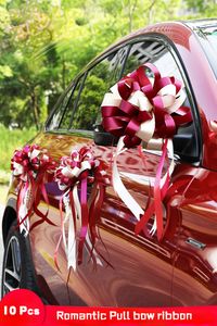 Other Event Party Supplies 10Pcs Romantic Car Pull Bows Flower-Ball Hand-pulled Ribbon For Gift Packing Party Festive Wedding Decoration 230630