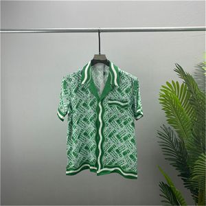 #6 Mens Designer Luxury Dress Shirts Silk Shirt lyxkläder Kort ärmbokstäver Clowers Print Casual Summer Collar Mix Colors Storlek M-3XL 31