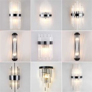 Lamps Modern Black Gold Crystal Wall Lights Bedside For Bedroom Living Room Home Decoration LED Sconce Bathroom Indoor FixturesHKD230701