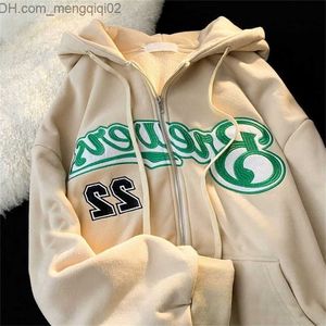 Kadın Tişörtü Kadın Hoodies Tişörtü Kadın Mektup Nakış Tişörtü Kış Vintage Uzun Kollu Büyük Boy Hoodies Z230701