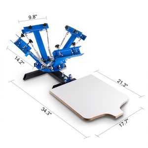 Empresa 4 cor 1 estação Máquina de seda de seda Máquina de impressão Aço Ferramentas de mão HOT KIT DIY PRENSA PARA EQUIPAMENTO DE TSHIR PRÉTRIM