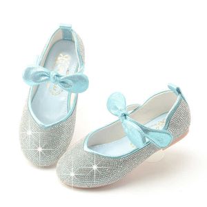 Sneakers Girls Buty Princess Sukienka Weddna impreza Buty Dziewczyny Dziewczyny skórzane buty dla dziecka Butterfly Silver Gold Girl Shoehkd230701