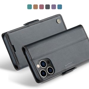 Handyhüllen Caseme PU Plain Leder Brieftasche Hüllen für iPhone 15 14 Pro Max Plus 13 12 11 XR XS MAX X 8 7 Plus Iphone15 Kreditkartensteckplatz Tasche Telefon Flip Cover Halter Kick