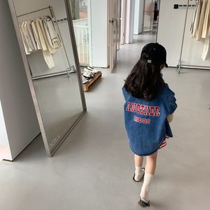 キッズシャツ1652c子供服の女の子デニムシャツスプリングロングレタージャケットガールS 2 9年キッドSトップ230630