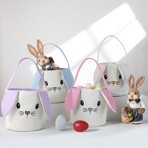 Handväskor kanin påskkorg för spädbarn barn pojkar flickor mjuk plysch tom påsk hink påskägg jakter fest favorit dekorationer handväska 230701
