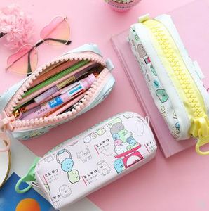 Taschen 8 PCs/Los niedlicher Cartoon Sumikko Gurashi PU große Kapazität Bleistiftbeutel Beutel Koffer Bleistiftpapier Stationerie Reißverschluss Organizer für die Schule