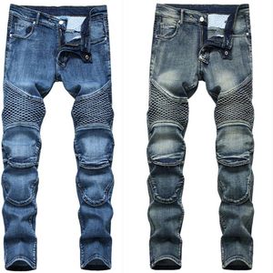 Men's Plus Size Pants Jeans Man Denim Designer MOTO BIKE Straight Motorcycle For Autumn Spring Punk Rock Streetwear Riding Kn266D