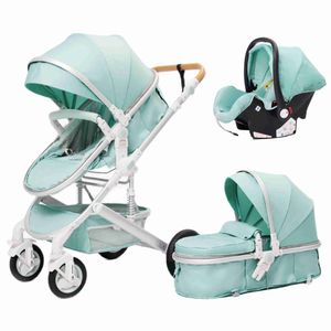 Passeggino di lusso 3 in 1 Carrozzina da viaggio portatile Carrozzine pieghevoli Telaio in alluminio Auto ad alto paesaggio per neonato L230625 Vendi come torte calde