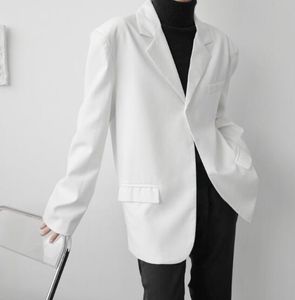 Мужские костюмы Блейзеры Стильный костюм Академический сплошной цвет Повседневная свободная куртка из смесового хлопка с длинным рукавом ABB217 230630