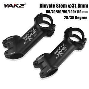 Bike Groupsets WAKE Ultralight Bike Stem 25 35 Degree MTB Power 31.8mm 60/70/80/90/100/110mm Mountain Road Bicycle Handlebar Stem Bicycle Part 230630