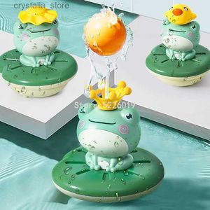 Bath Toys Electric Spray Water Floating Rotation Frog Sprinkler Shower Game For Children Kid Swimming Bathroom Baby Toys L230518