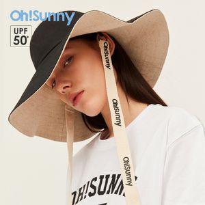 Ohsunny hinkhatt med randen hattar för kvinnor upf 1000+ full skydd sol cap trädgårdshattar för utomhus sport strand vandring