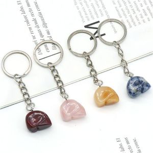 Kluczowe pierścienie 15x19 mm Kamień naturalny Kryształowy klęcznik Sier Kolor Healing Amethyst Decor Kluczowy posiadacz dla kobiet Mężczyźni Drop dostawa Dhzae