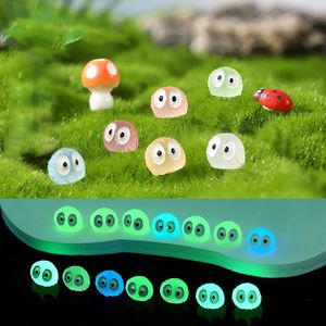 Decorative Objects Figurines 50Pcs Glowing Mini Resin Elves Dust Balls Figures for Fairy Garden Decor Micro Gnome Briquettes Miniature Terrarium Ornament 230701