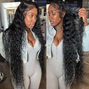 Синтетические парики Water Wave Lace Front Wig Hd Frontal Brasil For Women Human Hair 13x4 Deep Closure 230630