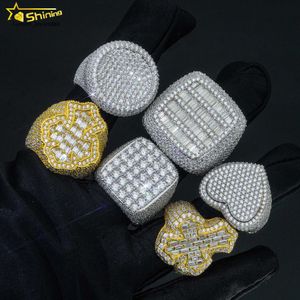 Joias finas geladas hip hop anel cubano banhado a ouro 925 prata esterlina vvs moissanite anel de diamante para homens